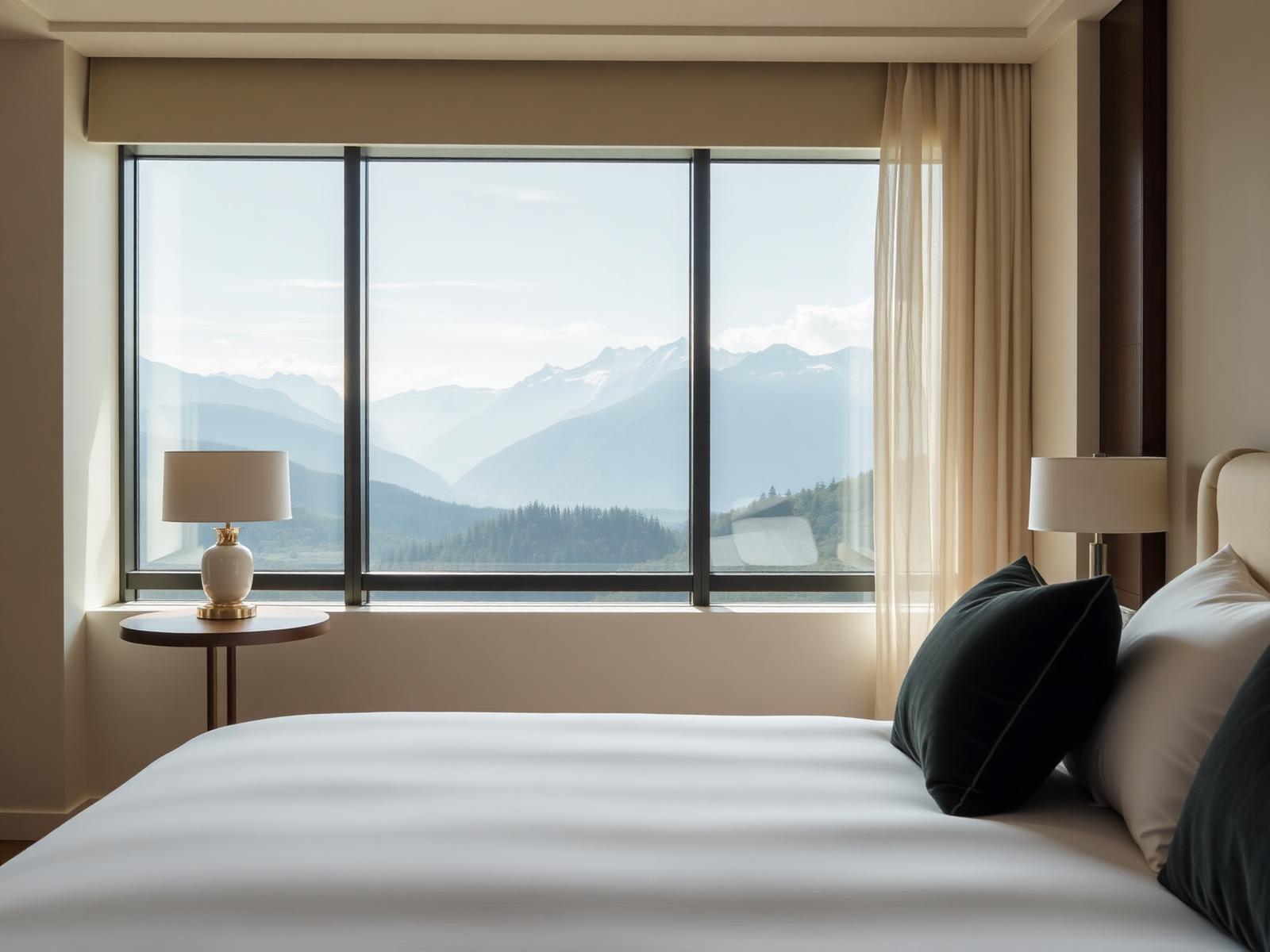 Hotel room with mountain view